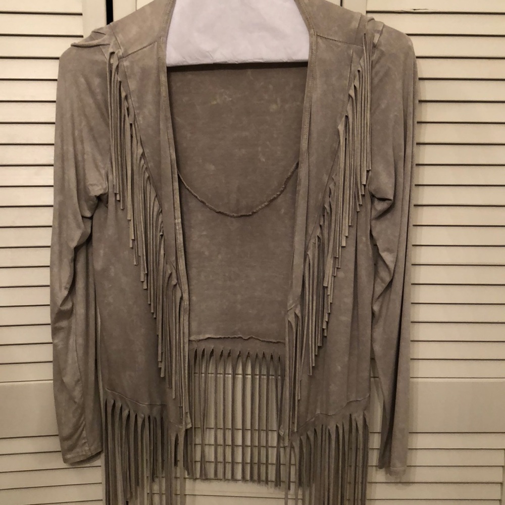 Super cute fringe lightweight jacket- worn once!